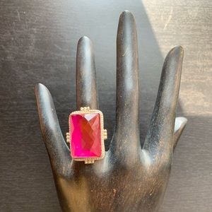 Sterling Silver Large Pink Opalite Cocktail Ring